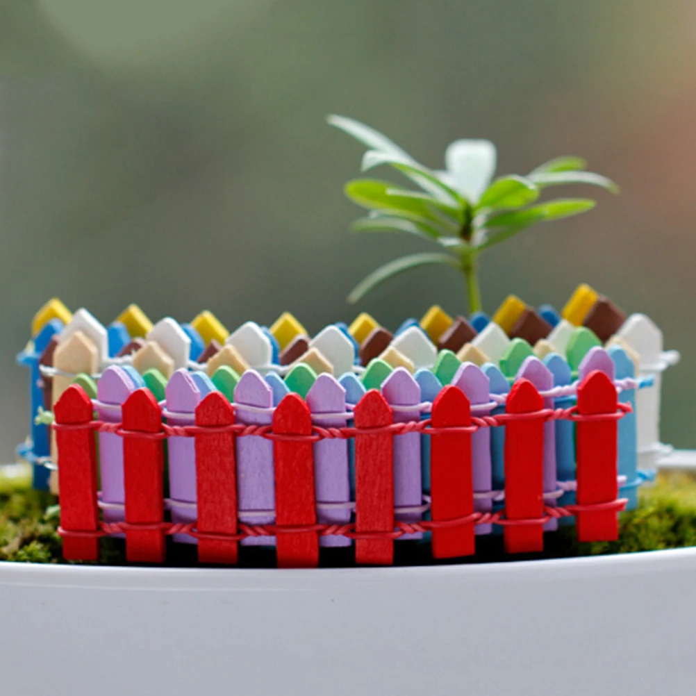 

1pcs Mini Small Fence Barrier Wooden Resin Craft Miniature Fairy Garden Terrarium Branch Palings Showcase Decoration 10 Colors