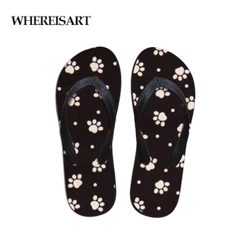 

WHEREISART Summer Fashion Men's Flip Flops 3D Dog Footprint Beach Sandals for Men Flat Slippers non-slip Shoes Sandals pantufa