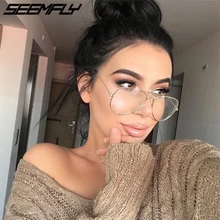 Seemfly Retro Women Men Reading Myopia Eyeglasses Optical Lens Computer Eyeglasses Metal Spectacles Eyewear Oculos-1.0 To-4.0