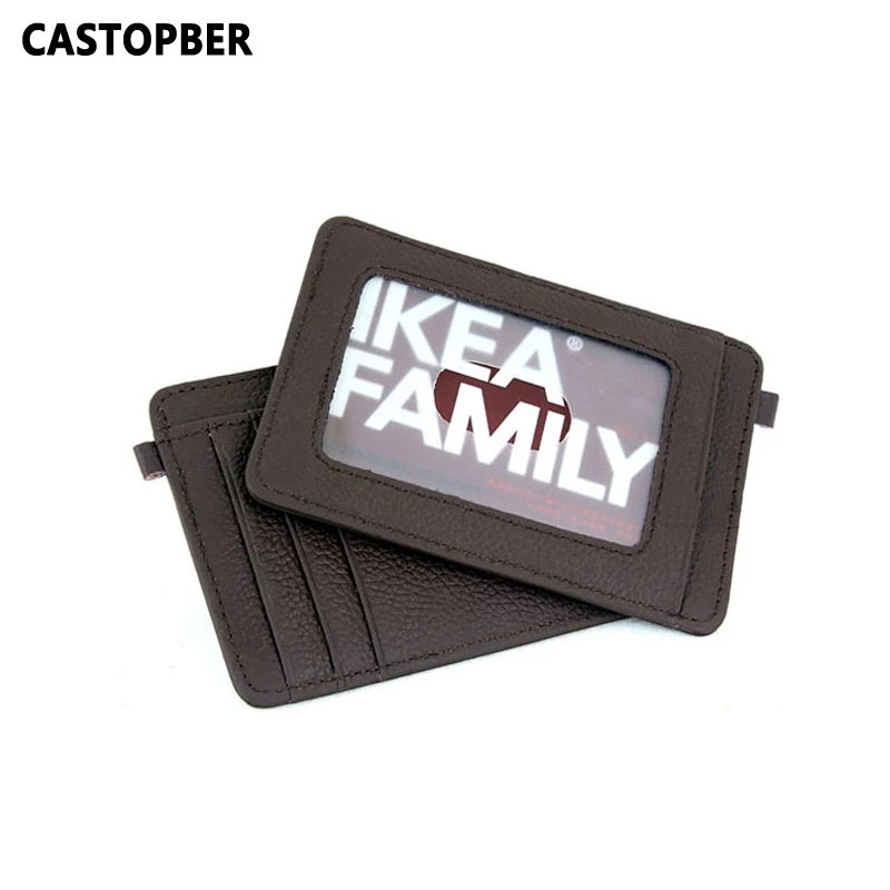 

100% First Layer Of Cowhide Genuine Leather Work Card ID Case Credential Holder Case for Driver's License Card Holders Unixes