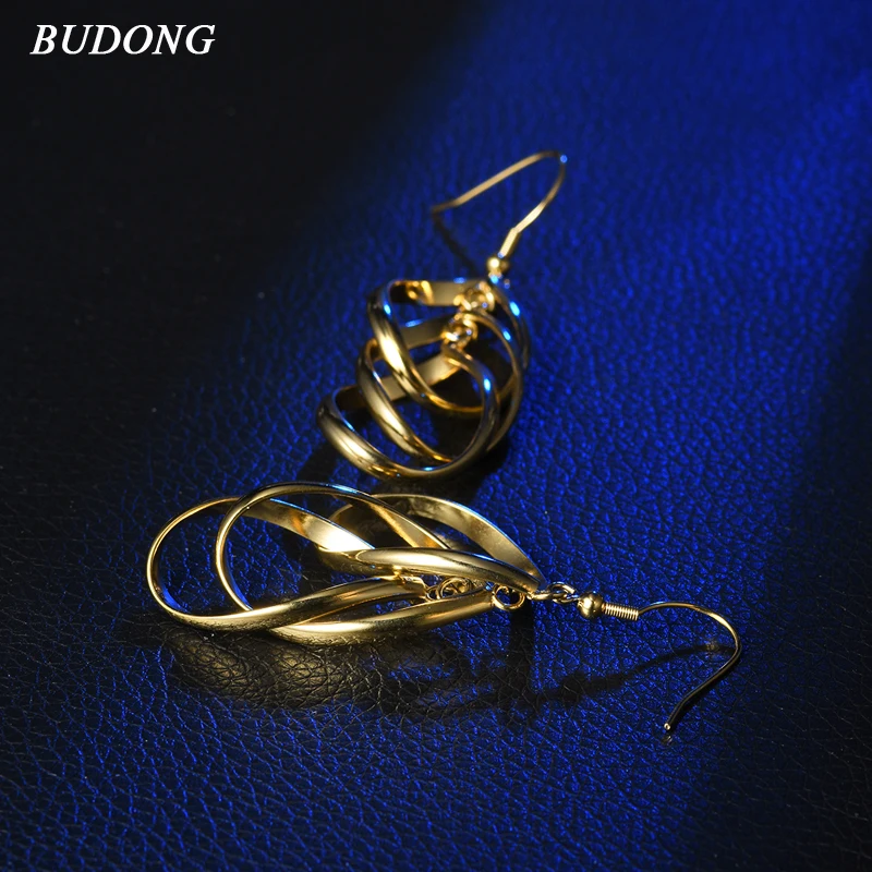 

BUDONG Hollow Rhombus Drop Earrings For Women Gold Color Leaf Dangle Earrings Piercing Statement Jewelry Christmas Gift XUBE038