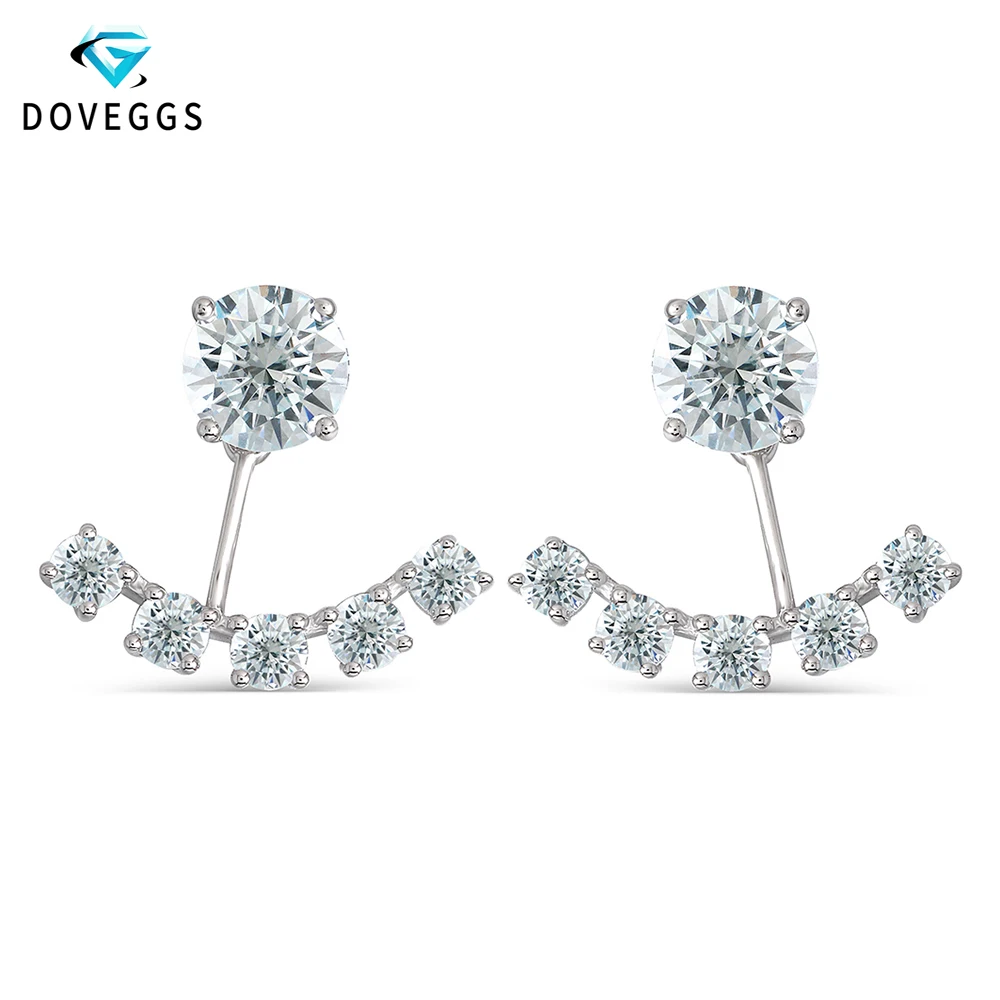 

DovEggs 10K Slight Blu Post 3CTW 6.5mm Lab Grown Moissanite Diamond Stud Earrings with 3mm Moissanite Silver Push Back for Women