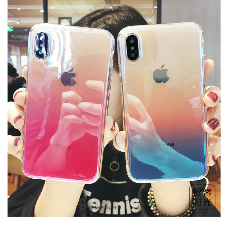 

Gradient Transparent Soft Silicone Phone Cases For iPhone 7 Case X Xr Xs Max 6 6s 8 Plus Ultra Thin Colorful Color Clear Cover