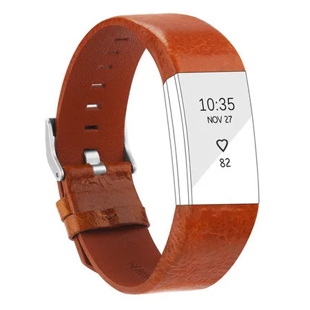 Сменный ремешок для FITBIT сердечного ритма браслет ремень из натуральной кожи ремешок для Smart Charge 2 Смарт аксессуары - Цвет: Wine red