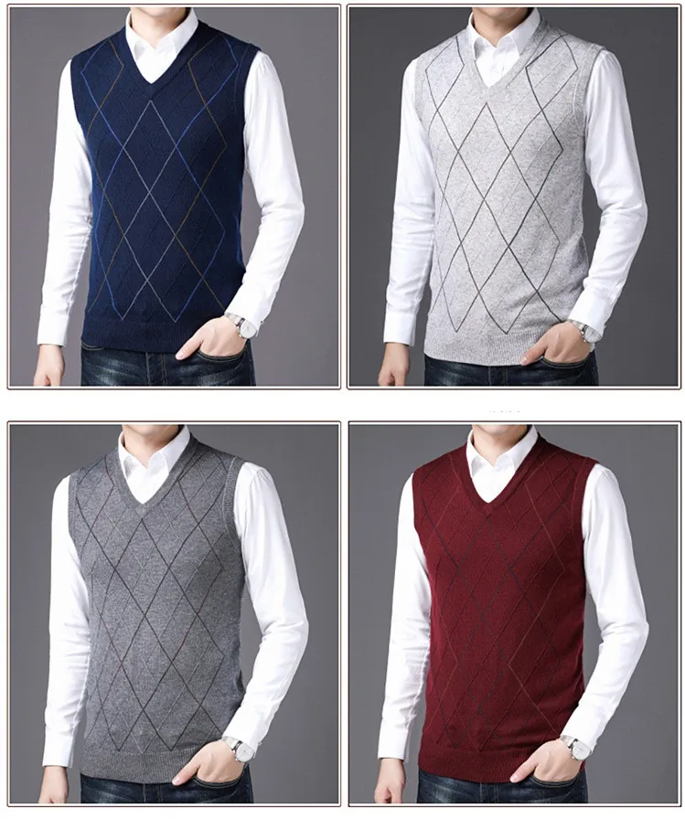 MRMT абсолютно осенне-зимний мужской вязаный свитер жилеты с v-образным вырезом свитер для людей среднего возраста жилет для мужчин Топы вязаный жилет