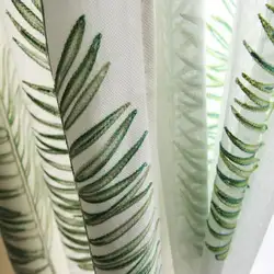 Зеленые листья вышитые оконные драпировки Шторы s для гостиной скандинавском стиле Простые цветы Тюль Шторы