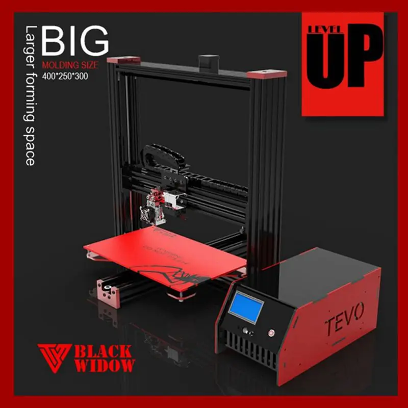 Best Hot Selling! TEVO Black Widow DIY 3D Printer Aluminum Extrusions 370*250*300mm+8G sd card and filament roll