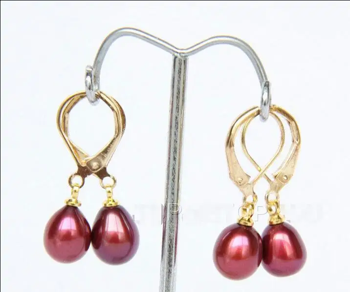 

Hot sell Noble- Wholesale price 16new ^^^^beautiful 2pairs drop red wine red pearls earrings e2481