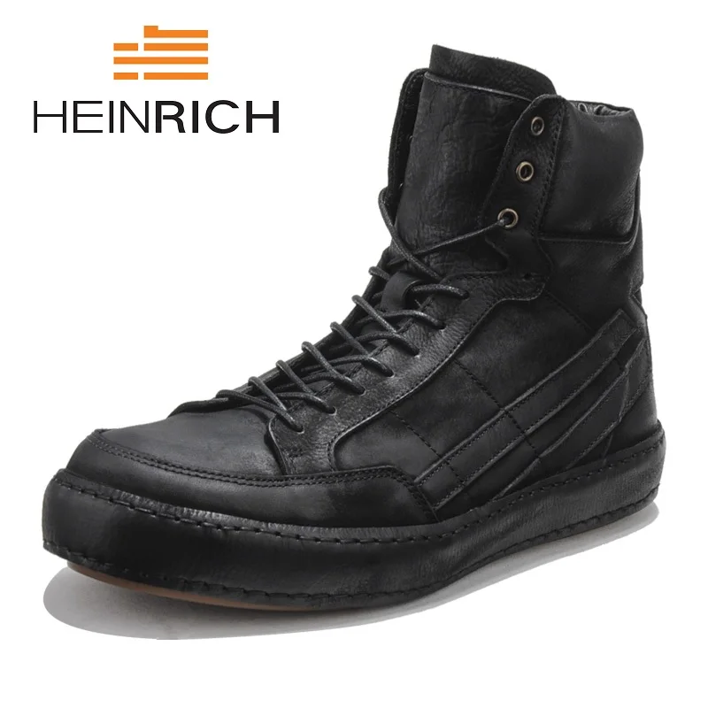 

HEINRICH 2018 Fashion Men's Boots Breathable Cow Leather Boots Male Winter Cylinder In The Leisure Man Boots Zapatos Hombre