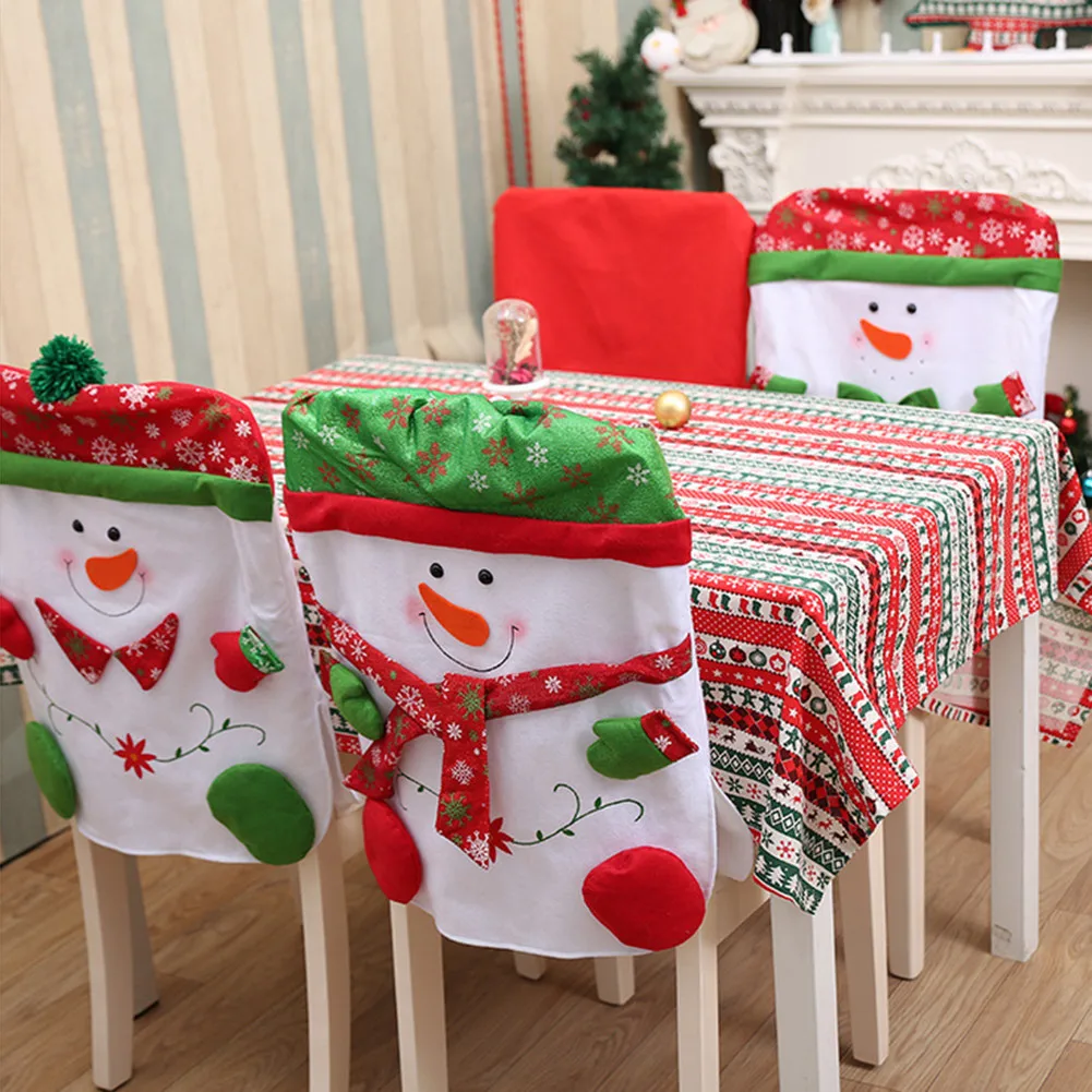Newest Christmas Chair Cover Cute Chairs Back Covering Party Table