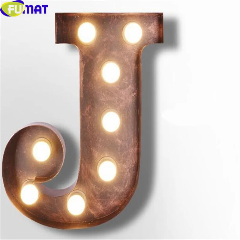 

FUMAT Iron Letters J Wall Lamps Vintage Simple Art Deco Wall Lights Logo Wall Sconce Living Room Cafe Bar Metal Letter Lights