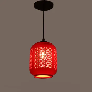 

Chinese Ceramic Pendant lights Ceramic glass red lanterns entrance hall balcony aisle aisle lamp festive pendant lamps ZA ZS4
