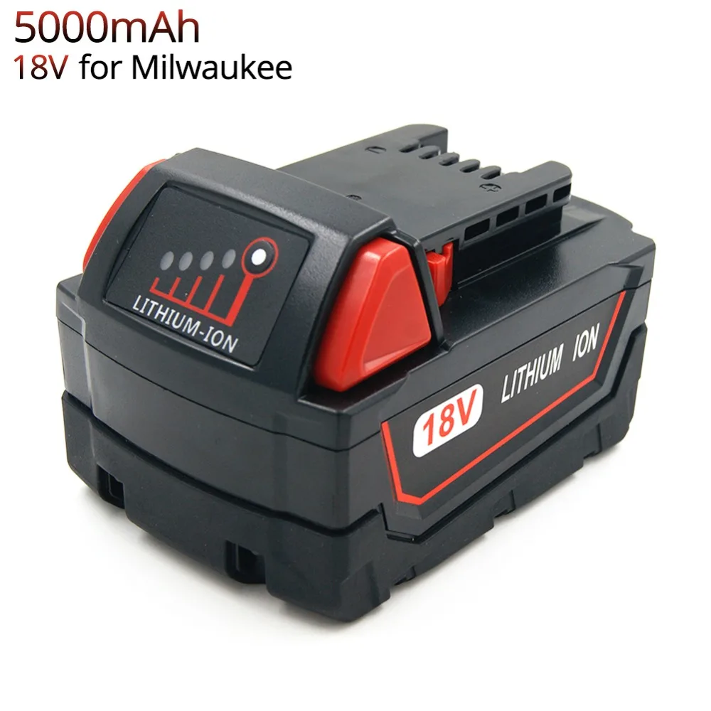 Аккумуляторная батарея 5000mAh литиевая 18V сменные батареи для Milwaukee M18 электроинструментов 2601 2611 2630 2650 48-11-1850