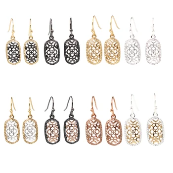 

Fashihon Alloy Made Mix Color Design Symmetric Small Oval Filigree Shape Women Classic Water Drop Earrings