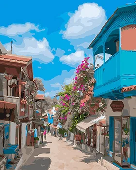 

Unframe diy picture oil painting by numbers paint by number for home decor canvas painting 5065cm street