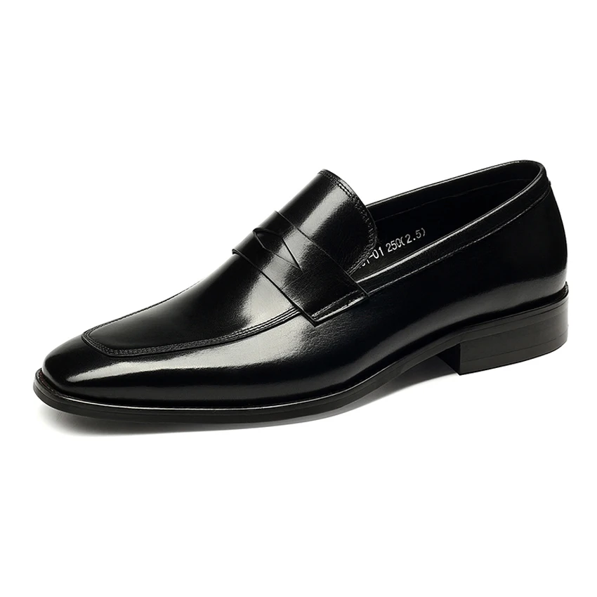 Мужские лоферы из натуральной кожи без застежки с круглым носком|slip on|slip on flatsslip