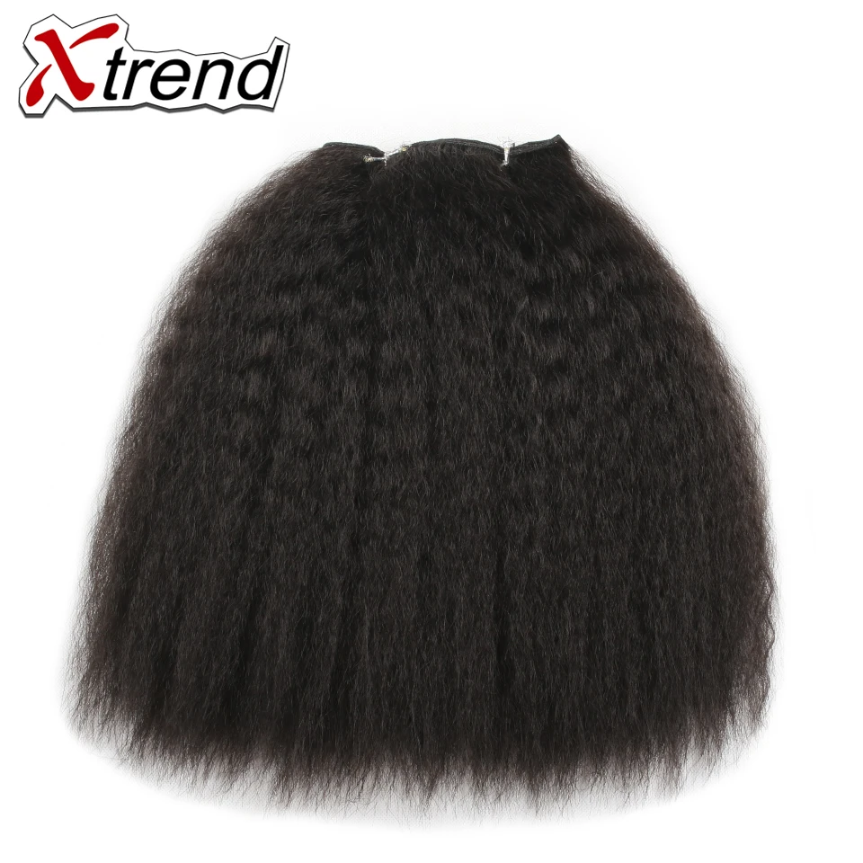 Xtrend 8 дюймов и 14 дюймов курчавая прямая завивка искусственных волос для африканских женщин натуральные черные волосы Wefts высокотемпературное волокно