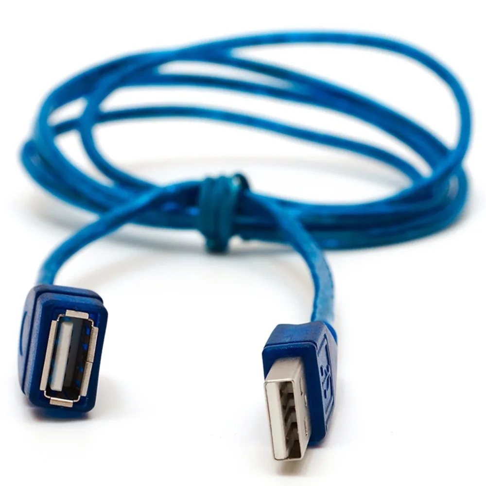 1,5/2/3 м анти-помех USB 2,0 Удлинительный Кабель USB 2," папа" в USB 2,0 женскому удлинитель Дата-кабель, шнур синхронизации синий