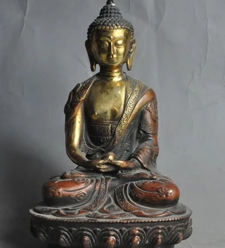 

8" tibet buddhism bronze gilt dragon sakyamuni Tathagata Medicine Buddha statue