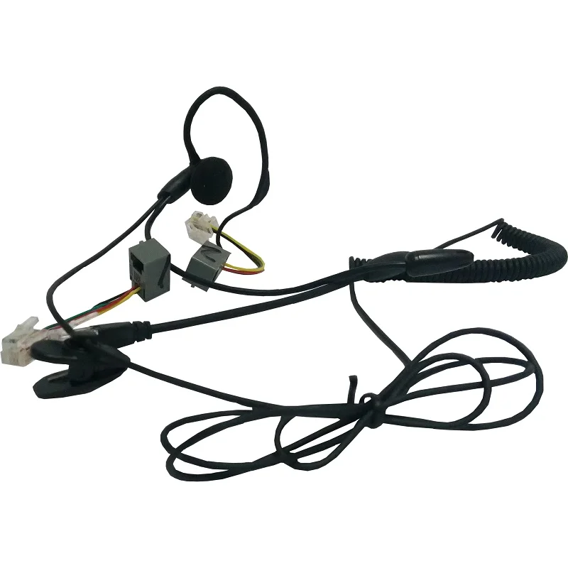 

NEW Professional RJ11 plug monaural call center telephones neckband phone headphones mic with 2 adapters for all telephones