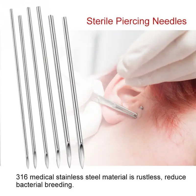 6 Types 100pcs Piercing Needles Sterile Disposable Tattoo Body Piercing