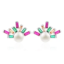 XIUMEIYIZU брендовые серьги-гвоздики геометрической формы модные популярные роскошные циркониевые серьги с жемчугом Ювелирные изделия для женщин