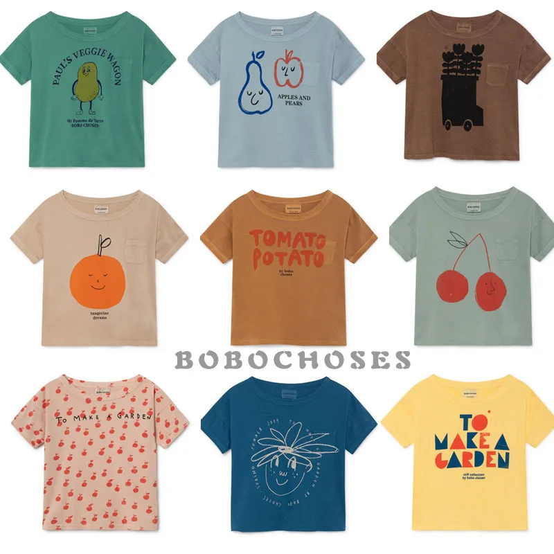 

BBK Bobo 2019 new Summer baby girl clothes 100% cotton Short Sleeve Cartoon Toddler boys t-shirts kids tops Tees C*