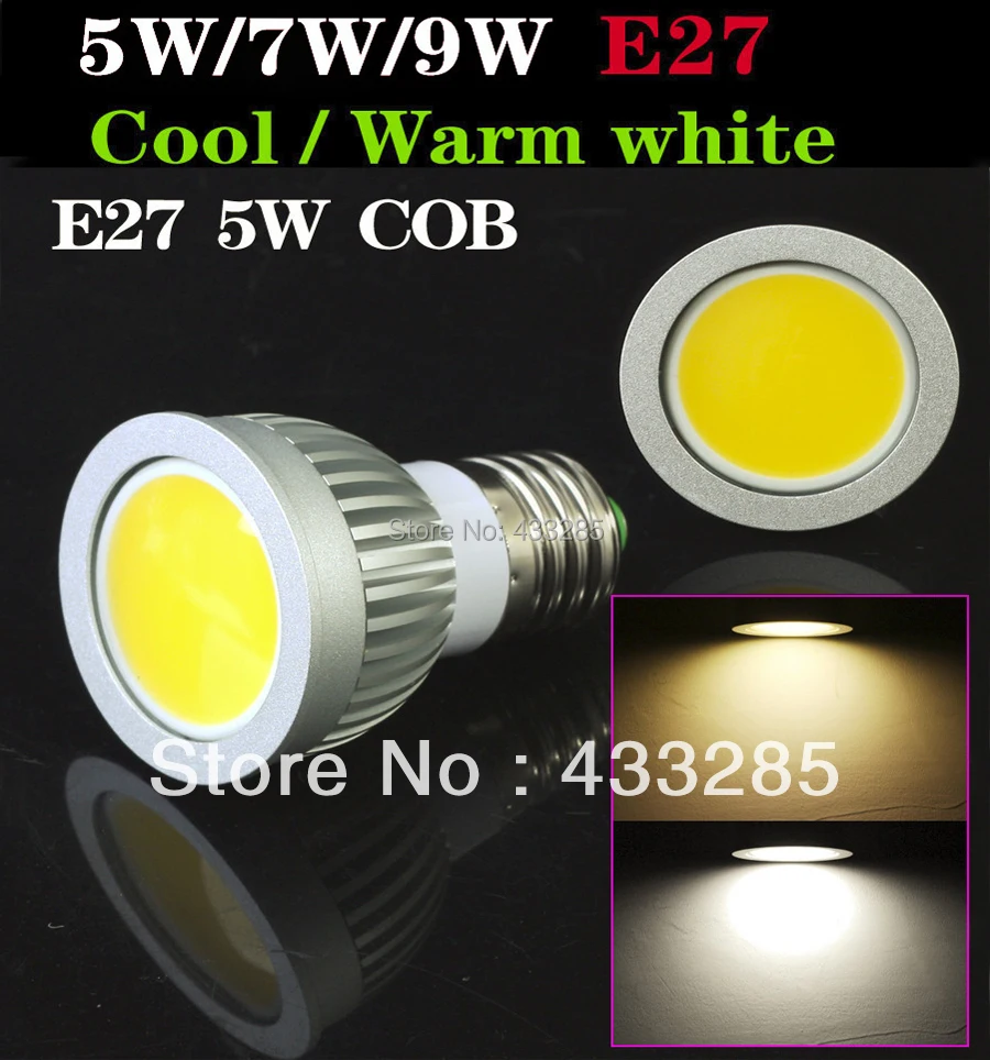 

COB 5W/7W/9W E27 LED Spot Light Lamp dimmable Cool White/Warm White Super Bright Free Shipping