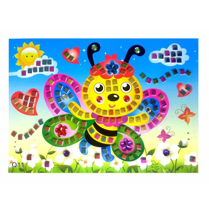 HOT SALE 12 Colors 3D Children Puzzle DIY Crystal Mosaic Sticker Kids Children Kindergarten Educational Arts and Crafts Toys 8