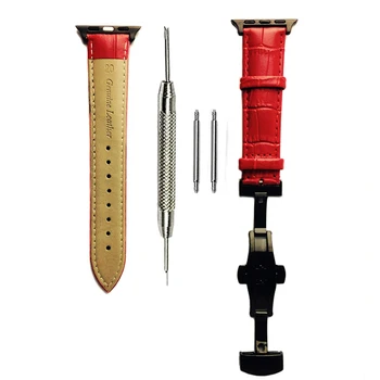 

Genuine Leather Watch Strap for Women Charm Red Band for Apple Watch 38 mm Series 1 2 3 wrist strap iWatch casual version 38 mm