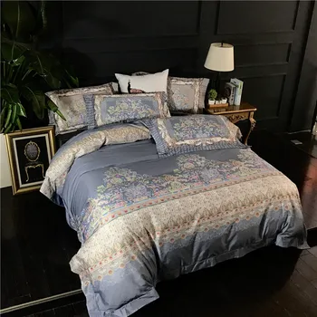 

2018 Gray green Egyptian cotton Duvet Cover Set 4 Pieces Queen King Size Bedding Set boho for adults Bedroom Decor