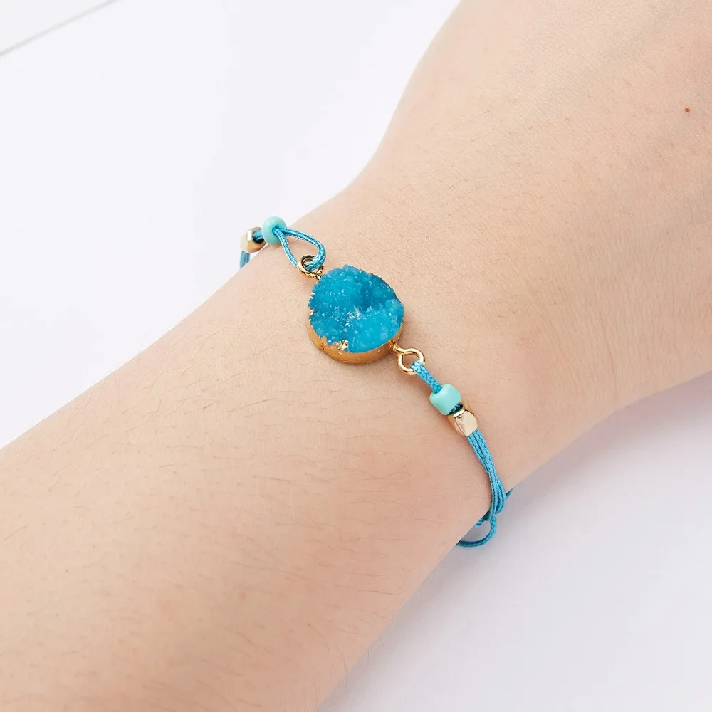 Rinhoo Make a Wish Colorful Natural Stone Woven Paper Card Bracelet Adjustable Lucky Red String Bracelets Femme Fashion Jewelry - Image 6