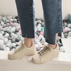 2018 новая весенняя Корейская версия небольшой белые туфли Для женщин толстой подошве дышащие кроссовки дикий студент шнуровкой обувь для