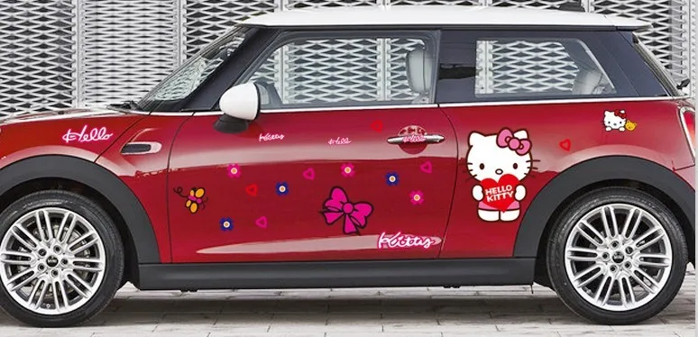 Мультфильм розовый рисунок «Hello Kitty» настенные наклейки для автомобиля двери окна украшения home decor wall art для наклейка для детской diy девушки подарок