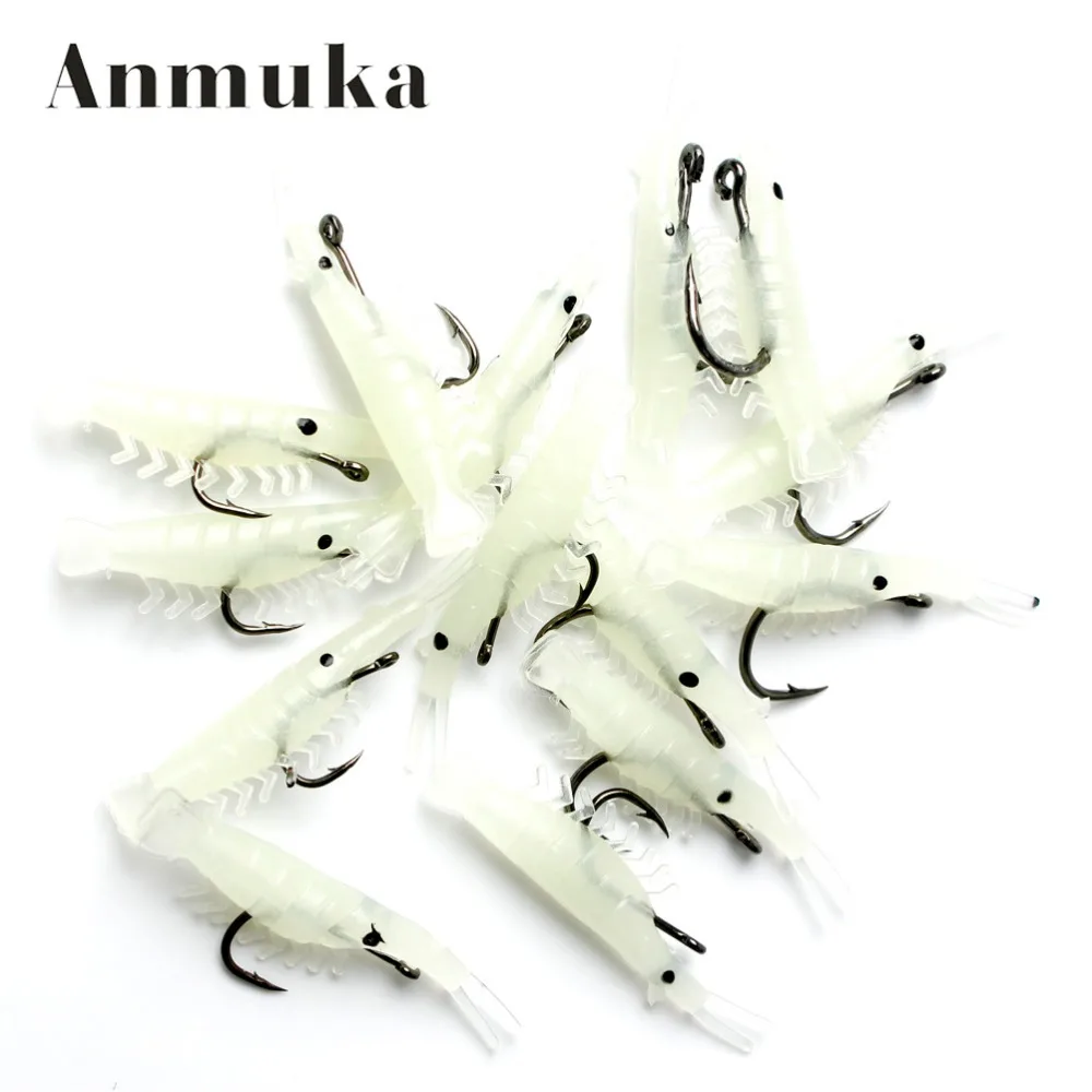 Anmuka Fishing Lure Sabiki Soft 10Pcs/Lot 3.8cm Luminous/Pink Shrimp