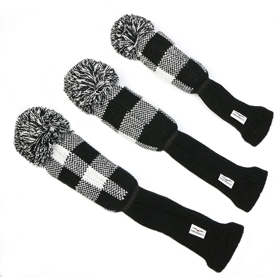 Knitted Golf Club Headcover sets 1 3 5 wood head protection red green blue gray color driver fairway golf head cover 