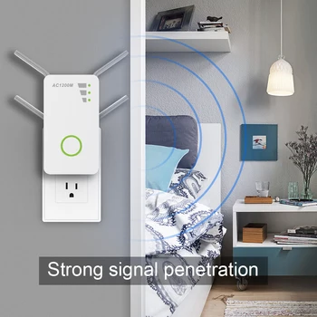 

Hot 1200Mbps 2.4GHz 5GHz Dual Band AP Wireless Wifi Repeater Range AC Extender Repeater Router WPS With 4 External Antennas