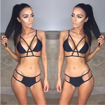 

Bikini 2017 Hot Sale Swimwear Women Bikini Set Cross Bandage Beach Bathing Suit Top Low Waist Swimsuit Push Up Brazilian Biquini