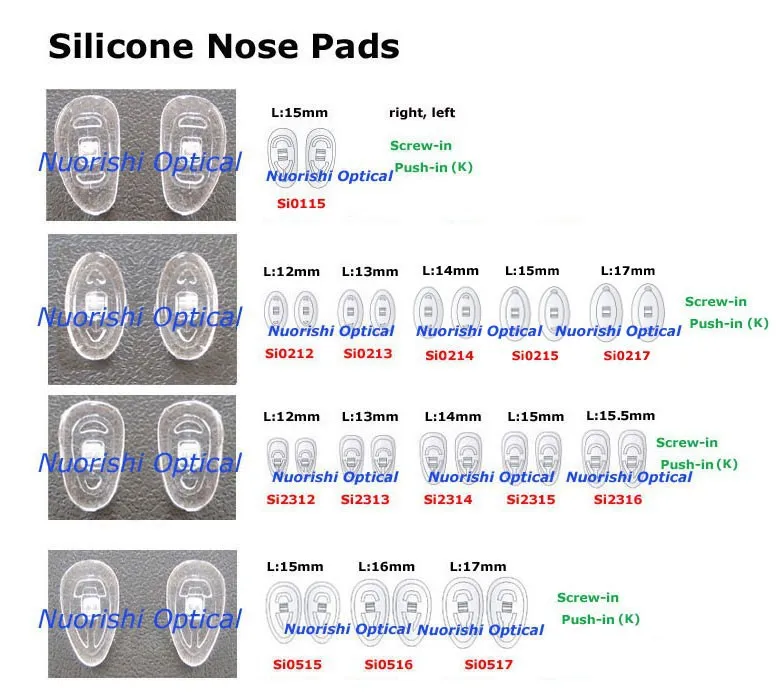 Almofadas nariz de silicone si23 tamanho 12mm