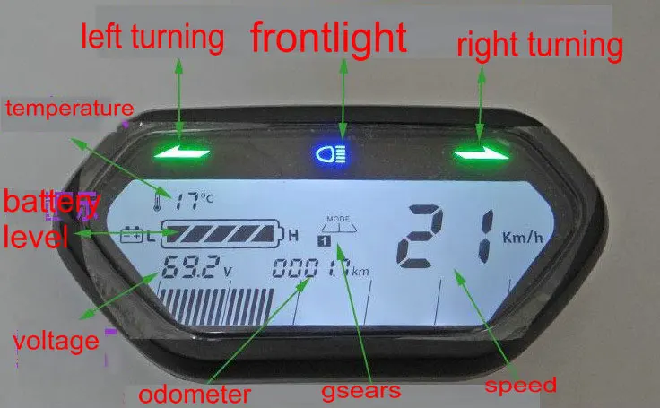 Светильник для спидометра/ODO/индикатор уровня заряда батареи, ЖК-дисплей 48v60v72v84v96v для электрического скутера, трицикла, приборной панели