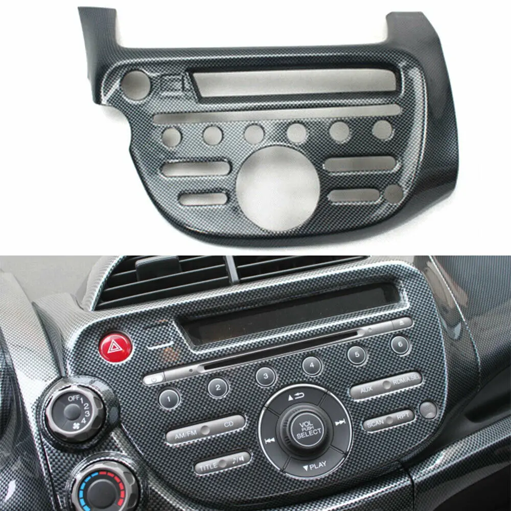 

1x Carbon Fiber Car Center Console CD Panel Cover Trim Frame For Honda FIT 2008-2013