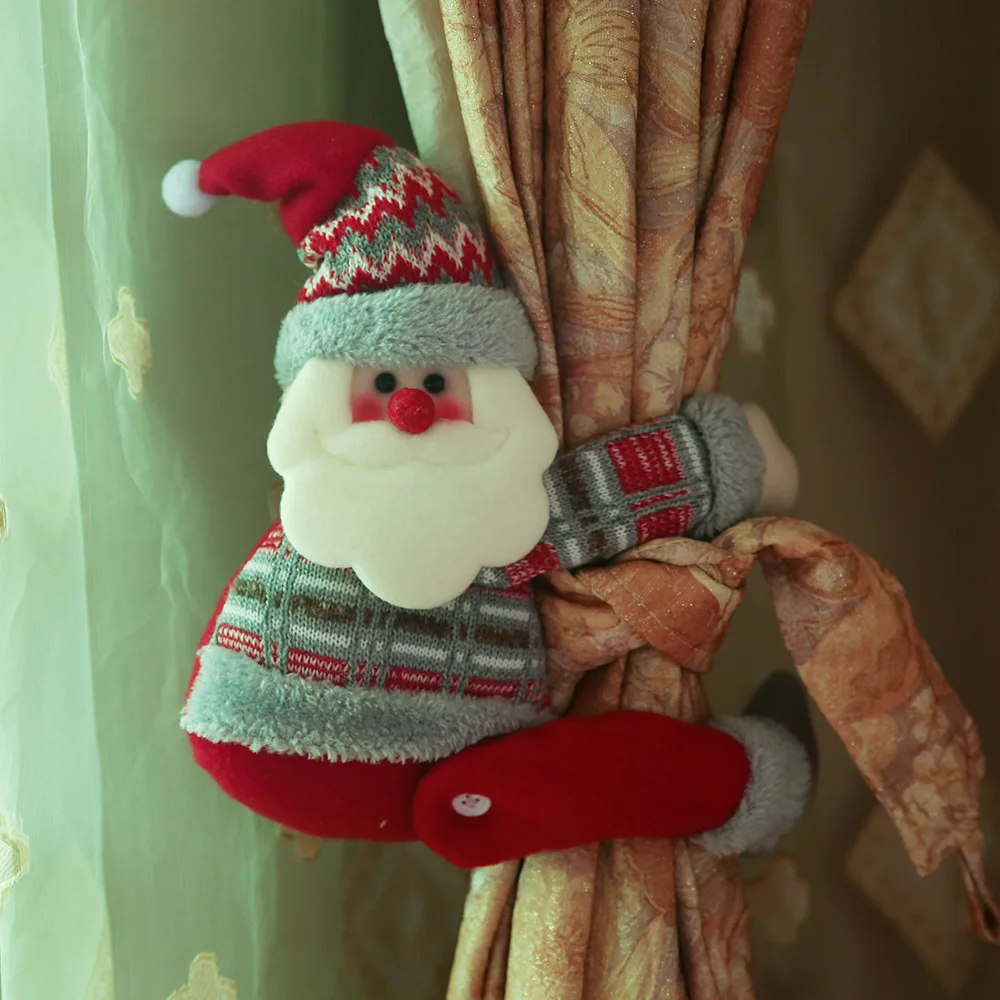 Рождественская застежка для занавесок, декор из мультфильма, кукла Санта Клаус, украшение на окно, Рождественская застежка для занавесок, подвеска, подарки, товары для дома