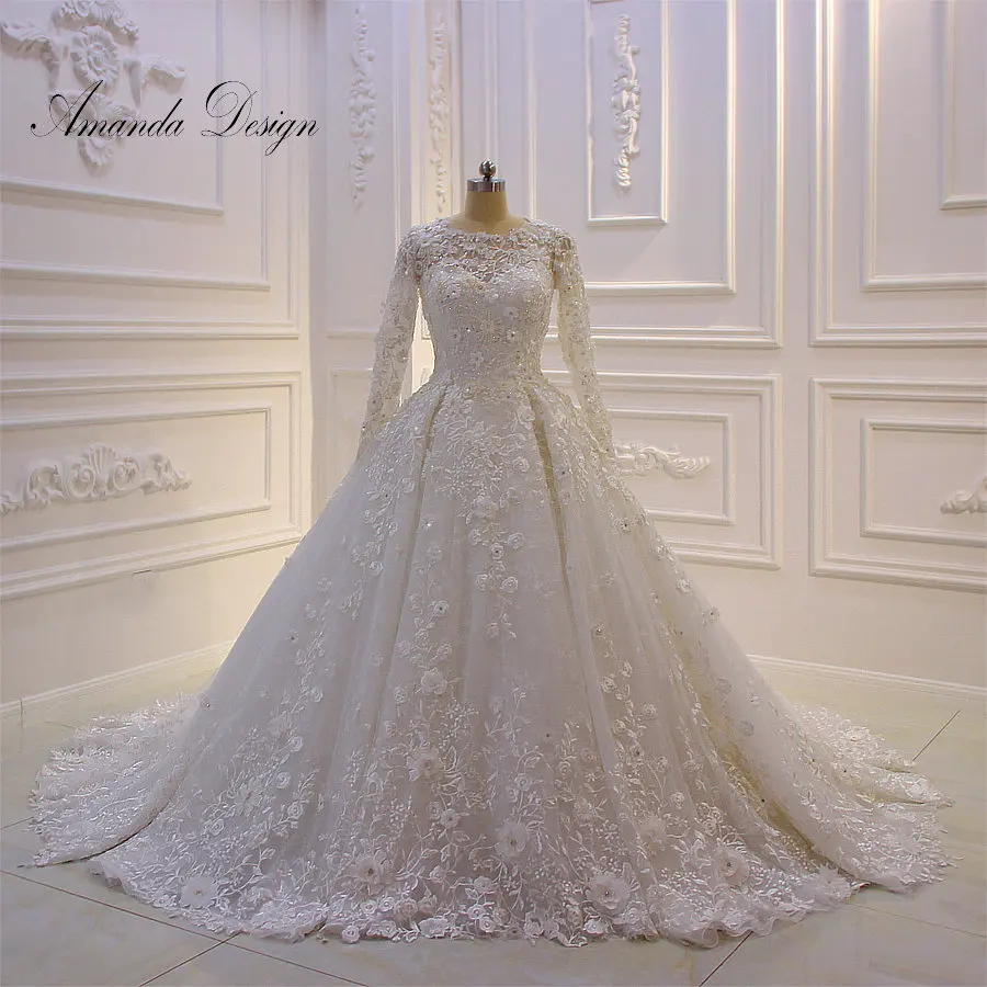 Свадебное платье с длинным рукавом и кружевом свадебное Платье Amanda Design robe de mariee
