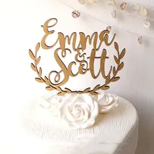 Пользовательские акрил торт Топпер персонализированные имя, дата деревянные украшения для тортов вечерние поставки для дня рождения Свадебная вечеринка украшения