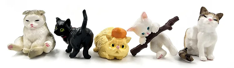 10 Pcs Mini Cat Figurine Miniature Lifelike Kitten Animal Decor Fairy Garden Toy 