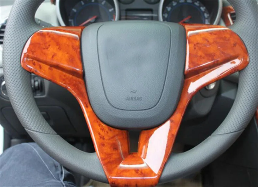 1 шт. ABS углеродного волокна зерна или деревянные зерна рулевого колеса украшения крышка для 2009-2013 Chevrolet Chevy Cruze