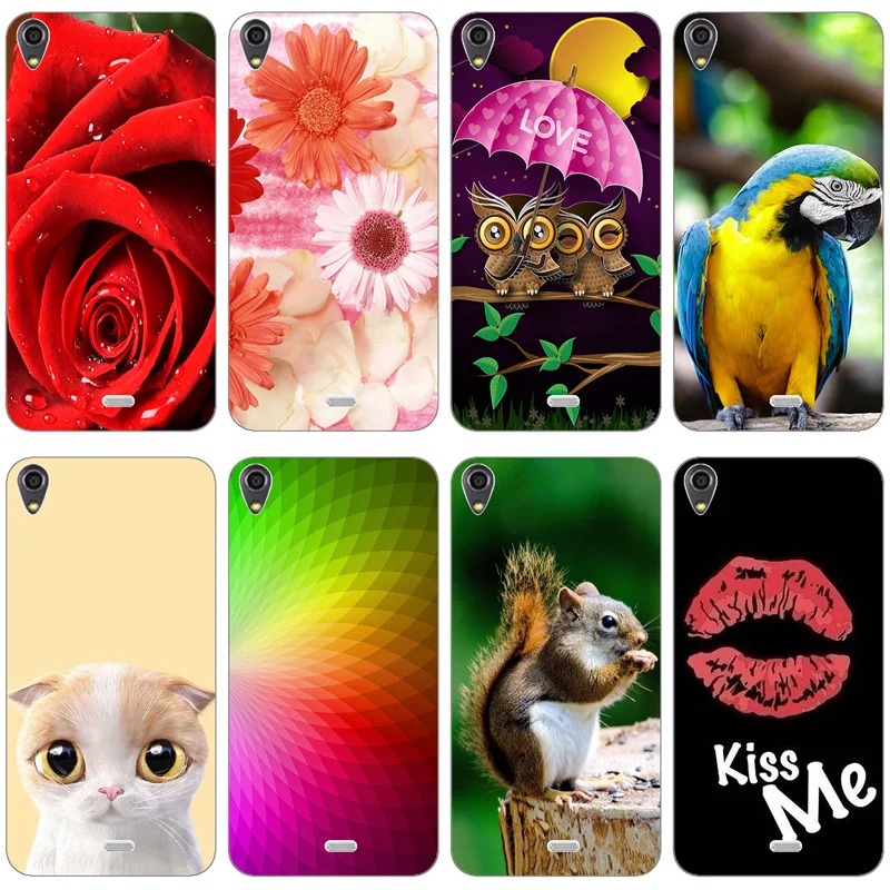 

Soft Silicone TPU Case For Wiko Rainbow Lite 4G 5.0" Case Printing Rose Cat Owl Animal Patterned Cover Phone Back Shell