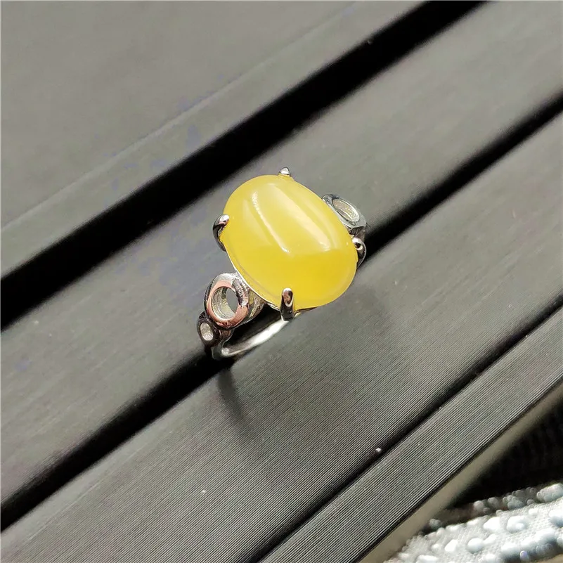 Натуральный Желтый Янтарный регулируемое кольцо 14x10 мм драгоценный камень для женщин леди обручальное AAAAA 925 Серебряные кольца, ювелирные