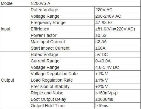 YIPINGLINK G-ENERGY N200V5-A 5V 40A 200W LED display panel ultra power supply 200-240V AC Input switching power supplier