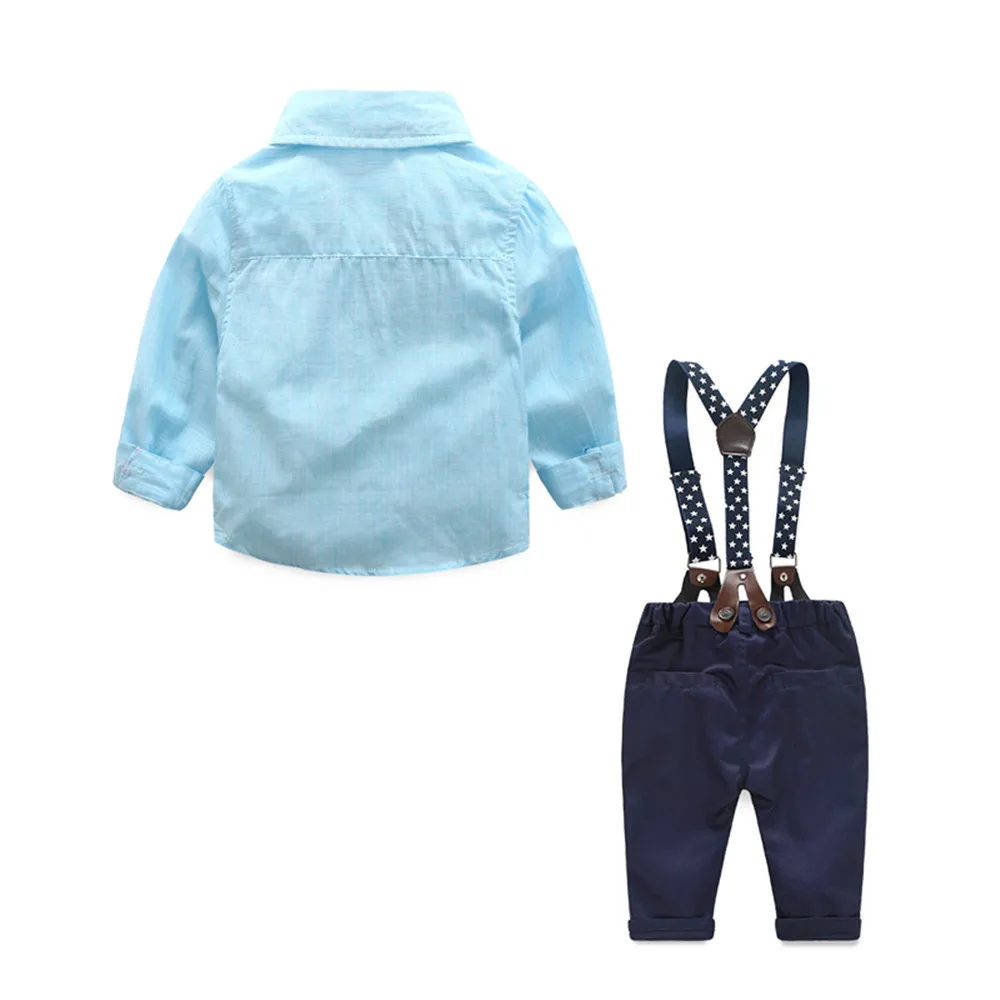 Новинка, повседневные осенние комплекты одежды для маленьких мальчиков комплекты одежды с бантом для маленьких джентльменов рубашка+ комбинезон комплект из 2 предметов